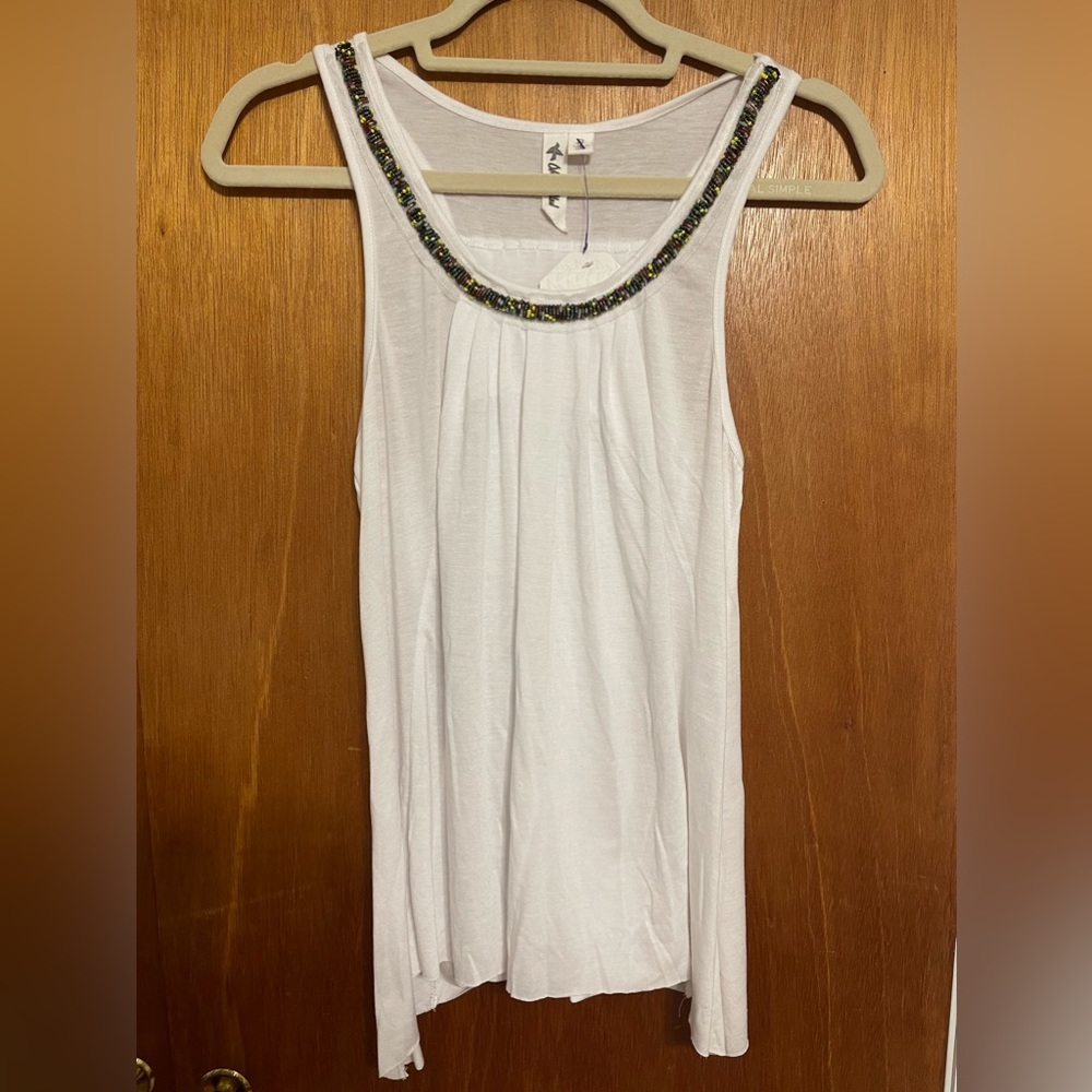 Others Follow Tank-top
White with Beading 
Size: Small 
NWT